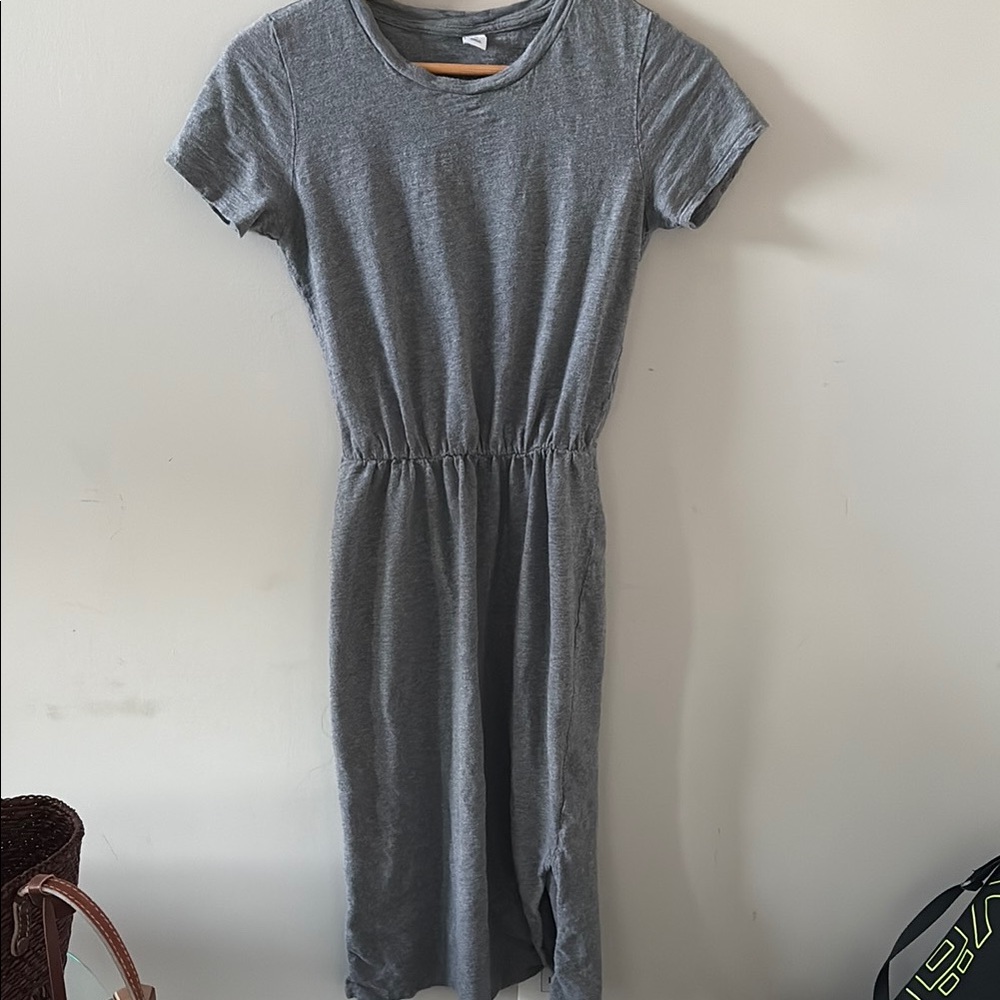Gray Casual Cuffed Sleeve Midi Dress